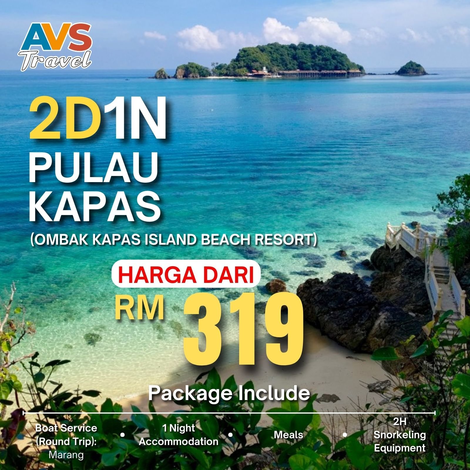 2D1N Pulau Kapas (Ombak Kapas Island Beach Resort)