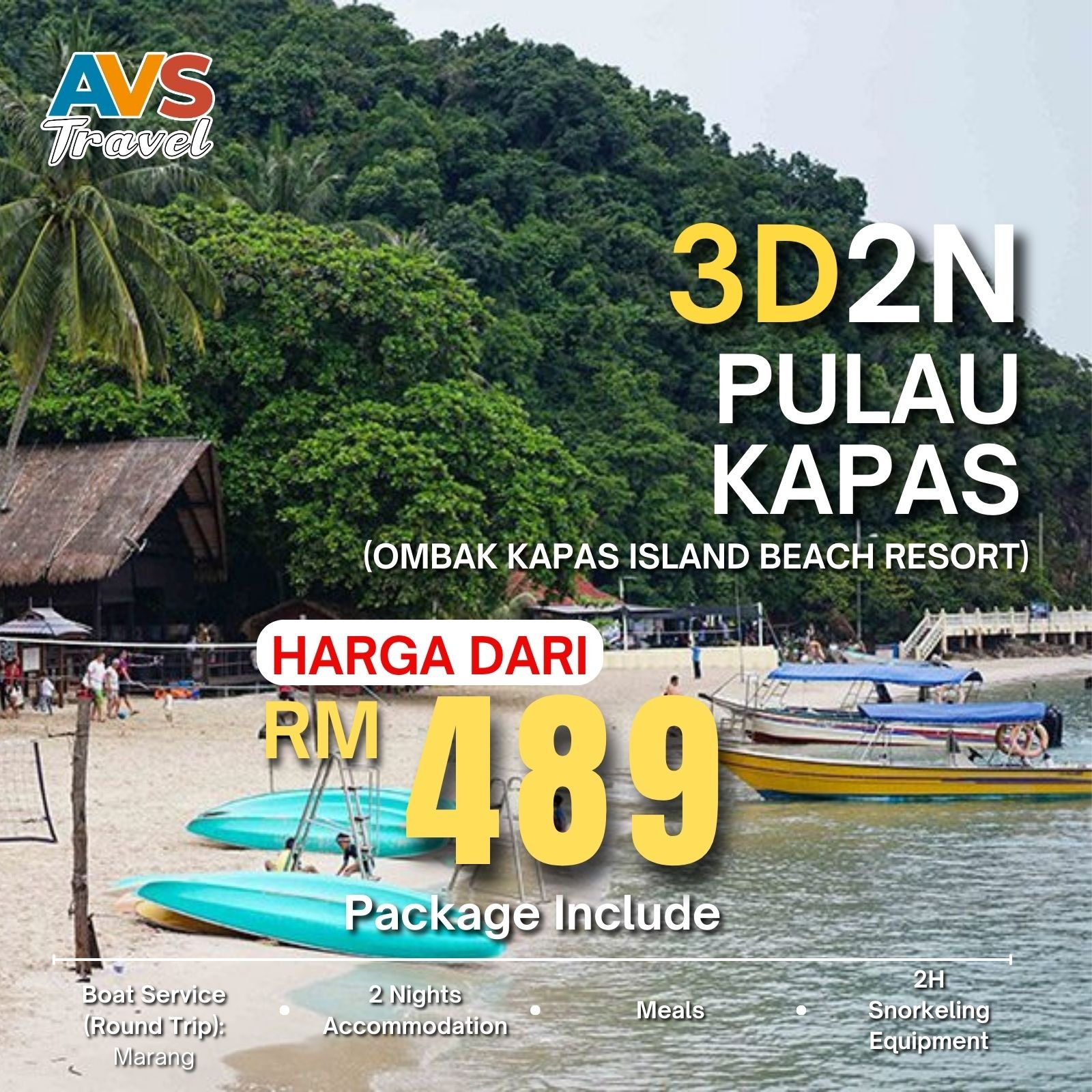 3D2N Pulau Kapas (Ombak Kapas Island Beach Resort)