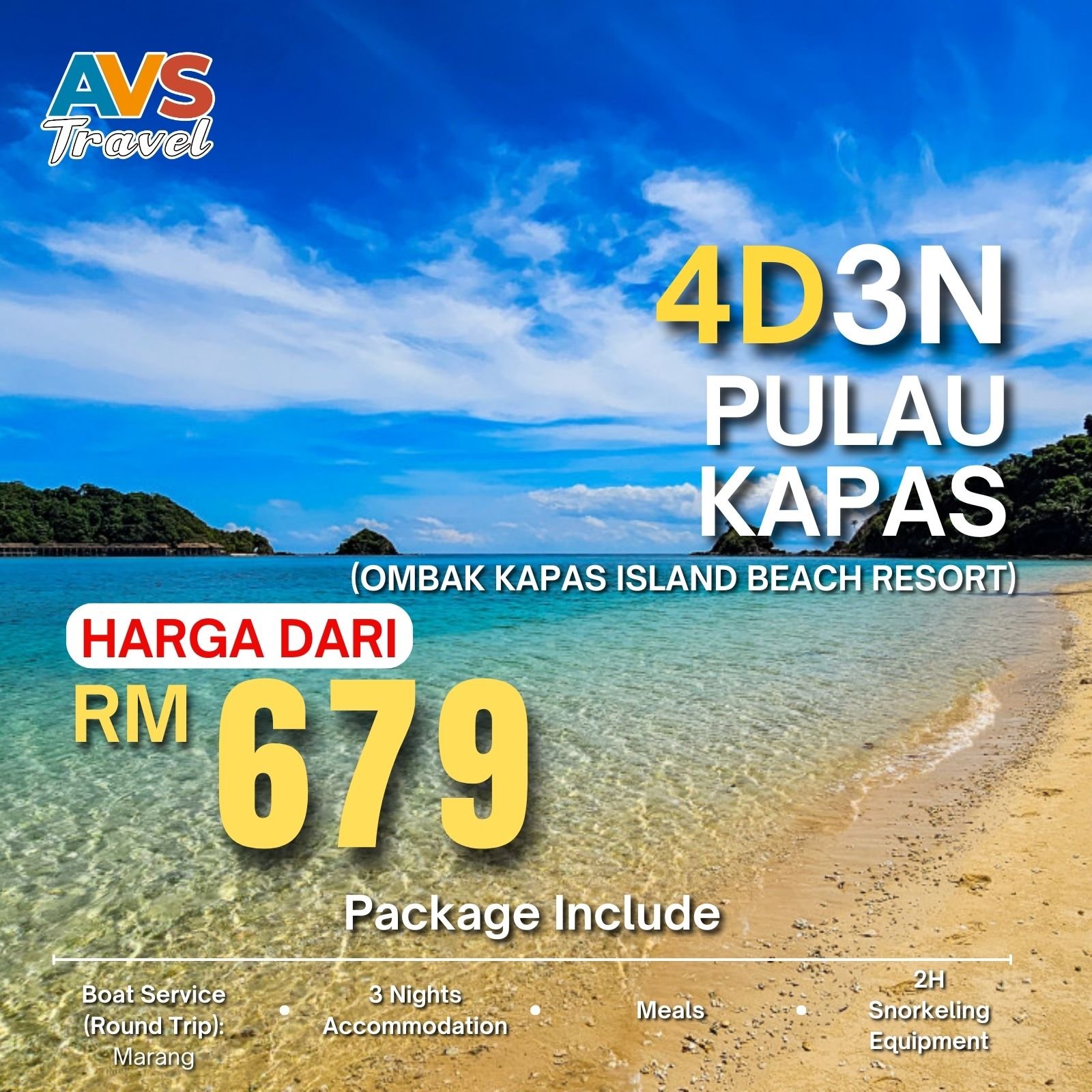 4D3N Pulau Kapas (Ombak Kapas Island Beach Resort)