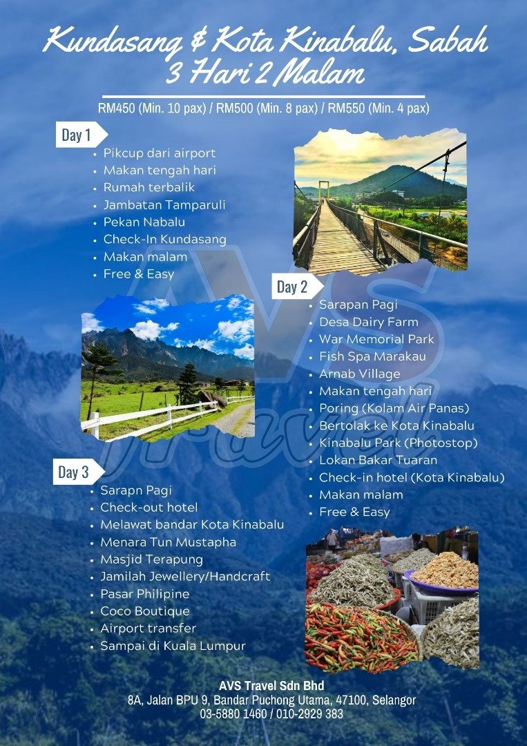 3D2N Kundasang + Kota Kinabalu Ground