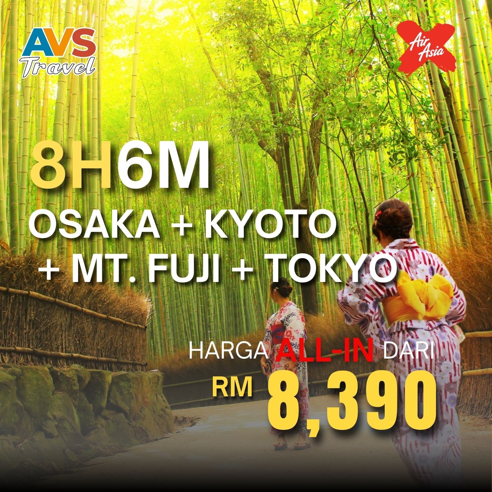 8D6N Osaka + Kyoto + Mt. Fuji +Tokyo
