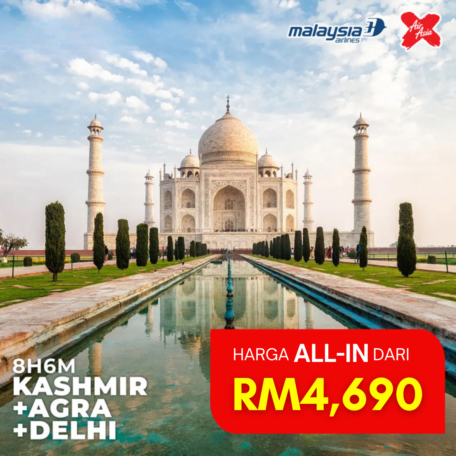 8D6N Kashmir + Agra + Delhi
