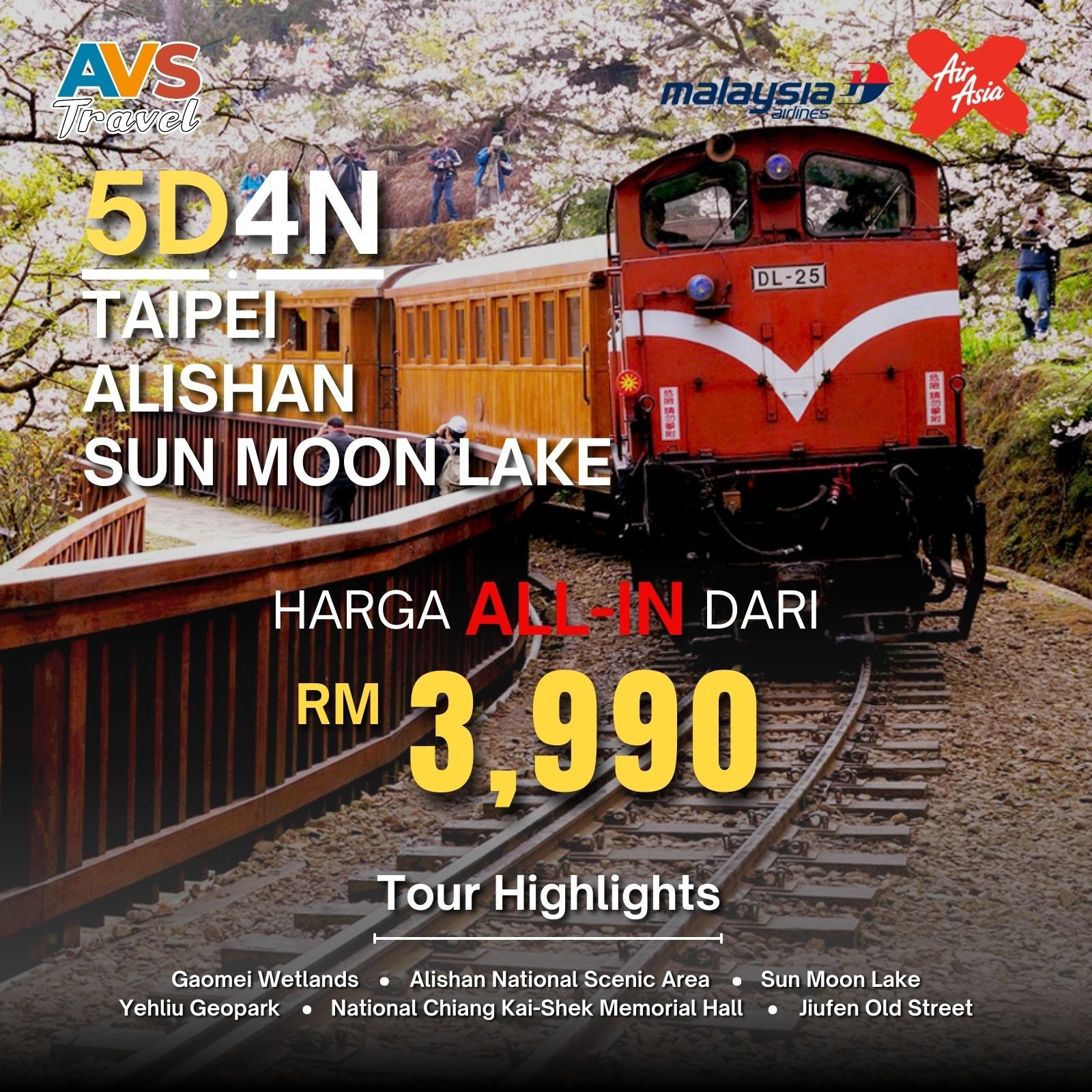 5D4N Taipei + Alishan + Sun Moon Lake