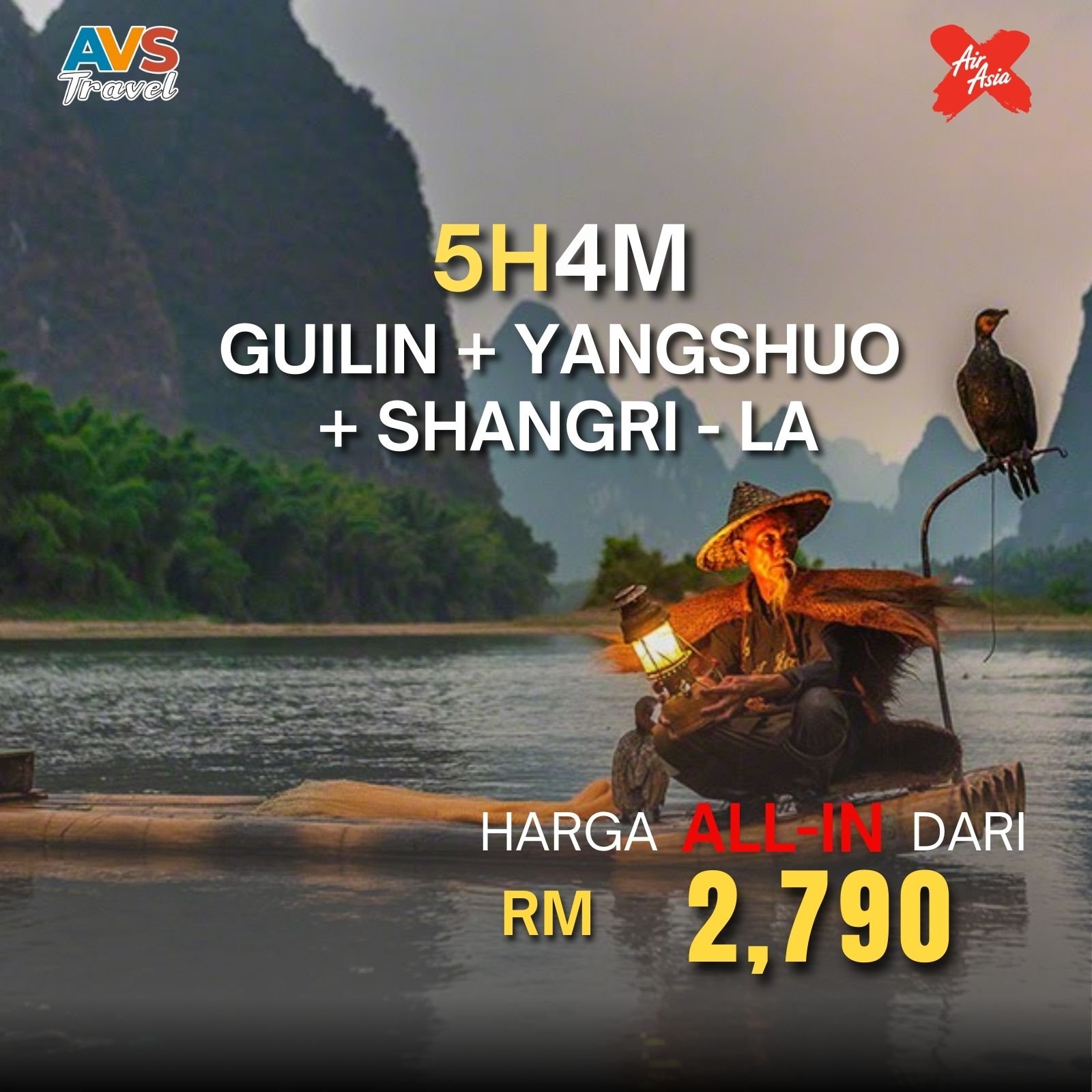 5D4N Guilin + Yangshuo + Shangri-La 