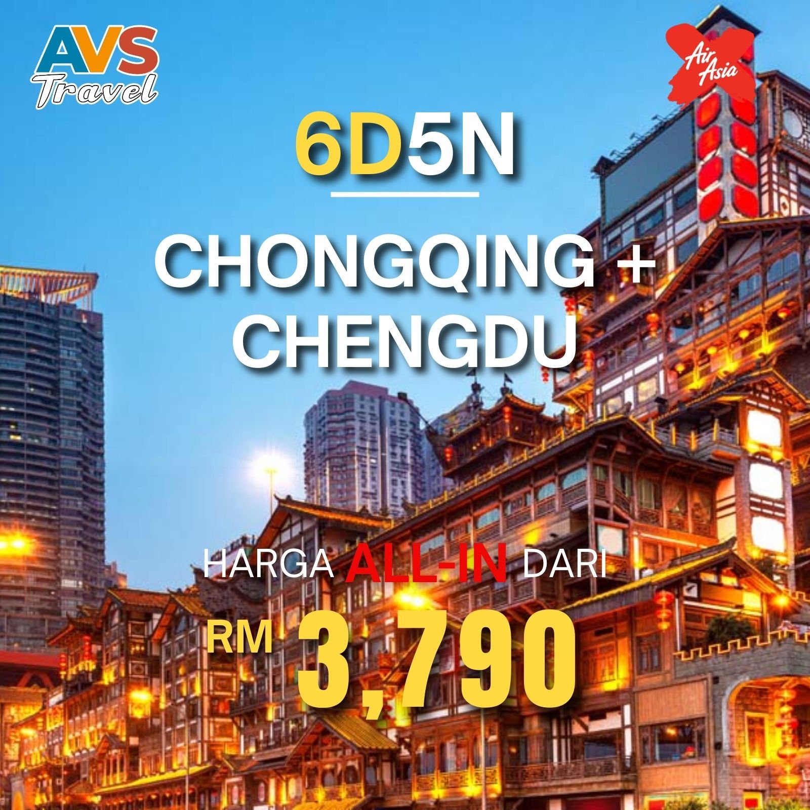 6D5N Chongqing + Chengdu Twin City