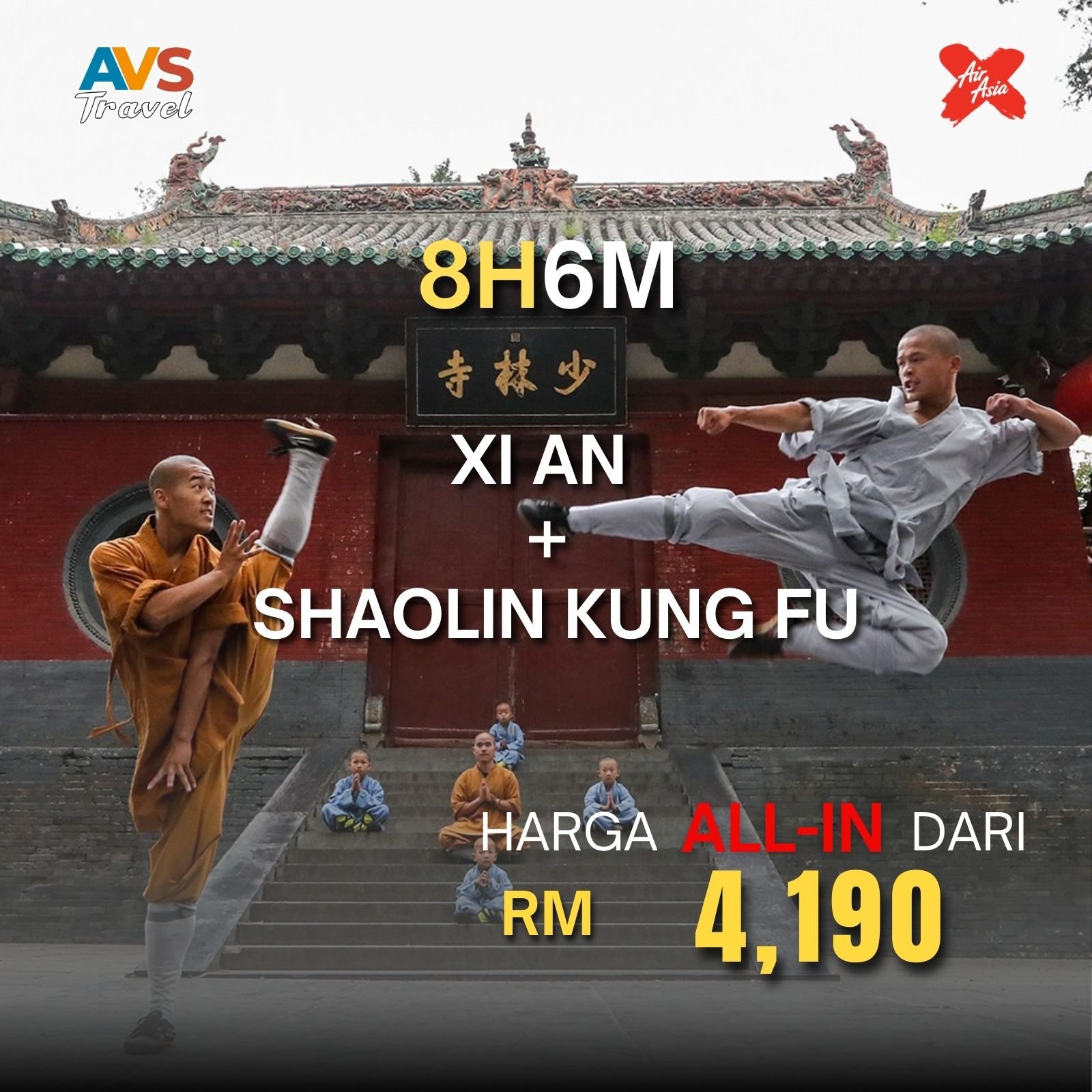 8D6N Xi An + Shaolin Kung Fu