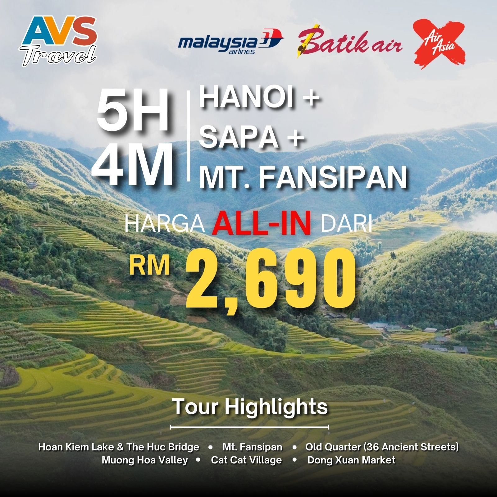 5D4N Hanoi + Sapa + Mt. Fansipan
