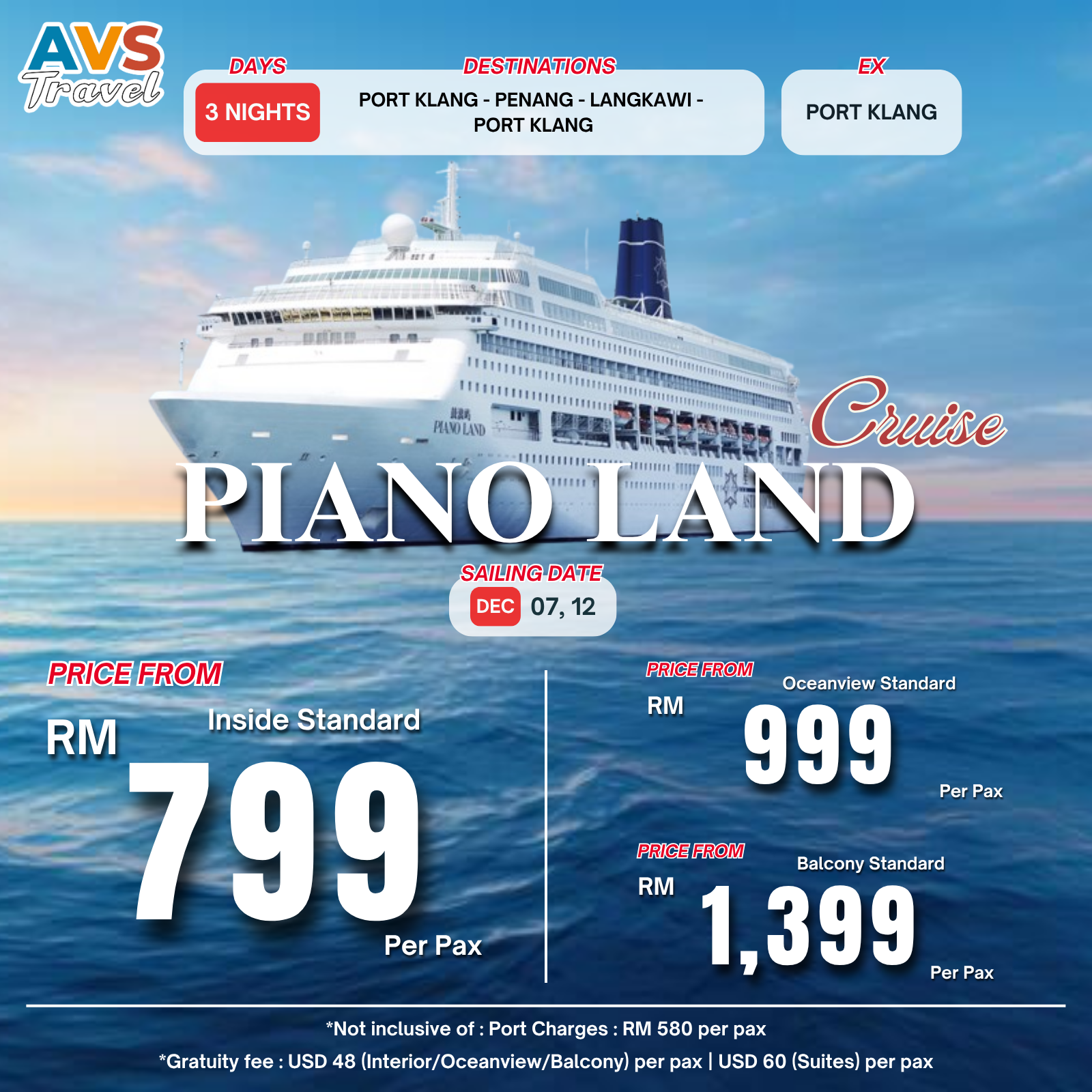 4D3N Port Klang - Penang - Langkawi - Port Klang